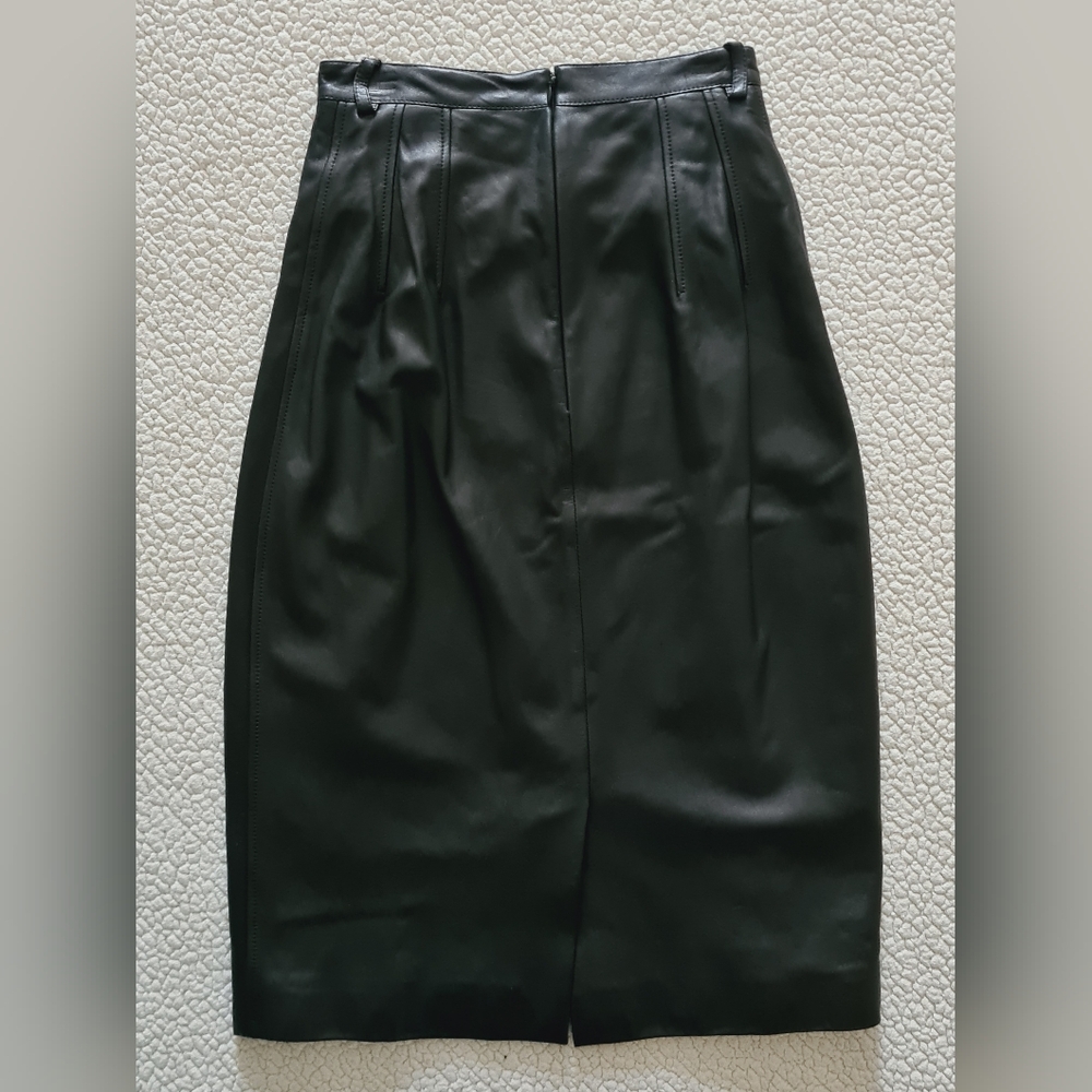 BALENCIAGA Black Leather High Waisted Midi Skirt FR 36 US 4 S Org $2,450 - Picture 8 of 16
